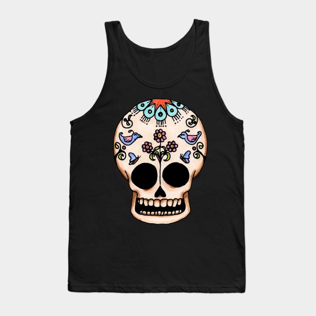 Bird Brain Sugar Skull Tank Top by Amy-Elyse Neer